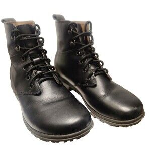 Bogs Leather Waterproof Ankle Boots Women's US 10 Black Lace Chukka Grippy Sole